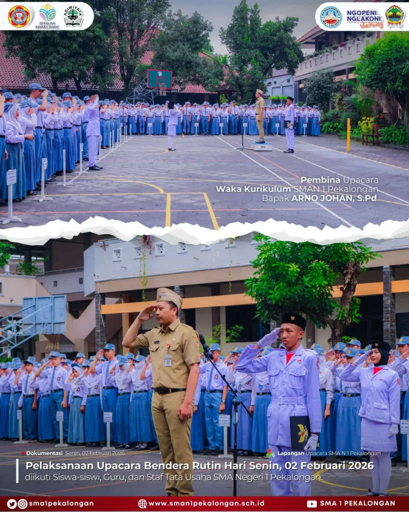 🇮🇩 Upacara Bendera Senin Rutin – SMAN 1 Pekalongan 🇮🇩Upacara bendera merupakan bagian penti (1)