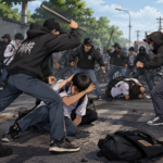 Street Brawl Beneath the Graffiti Wall
